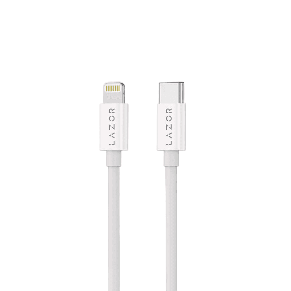 وصلة شاحن ايفون 20 واط لون ابيض من لازور LAZOR Bolt CL76 Type-C to Lightning 20W PD Fast Charging Cable