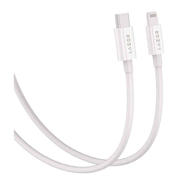 وصلة شاحن ايفون 20 واط لون ابيض من لازور LAZOR Bolt CL76 Type-C to Lightning 20W PD Fast Charging Cable