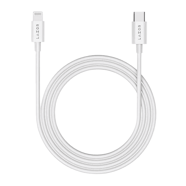 وصلة شاحن ايفون 20 واط لون ابيض من لازور LAZOR Bolt CL76 Type-C to Lightning 20W PD Fast Charging Cable