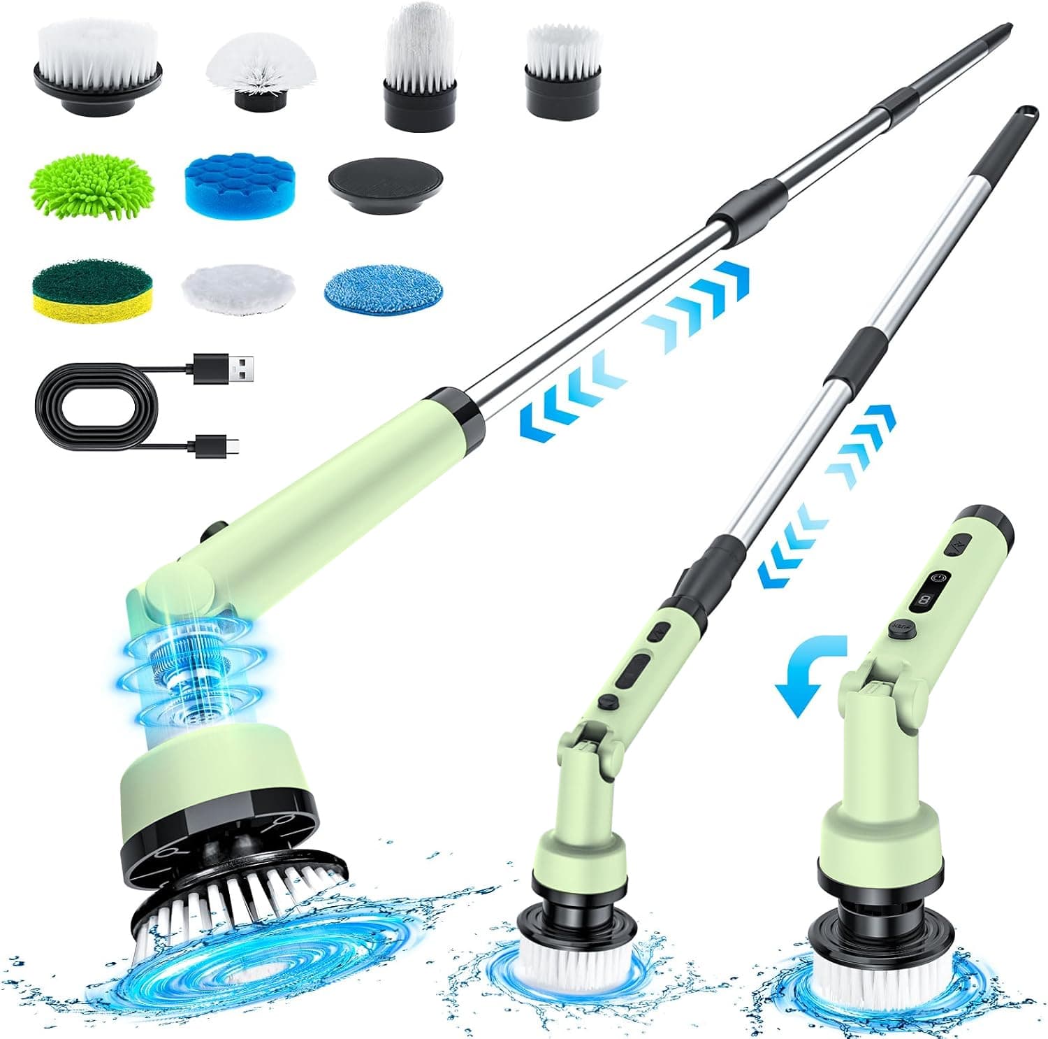 Rotating Electric Cleaning Brush 9 Brush Heads