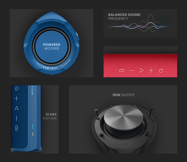 مكبر صوت سبيكر بلوتوث​ هاي فيوتشر 30 واط HiFuture Ripple BeatMaker Portable Wireless Speaker - 722128