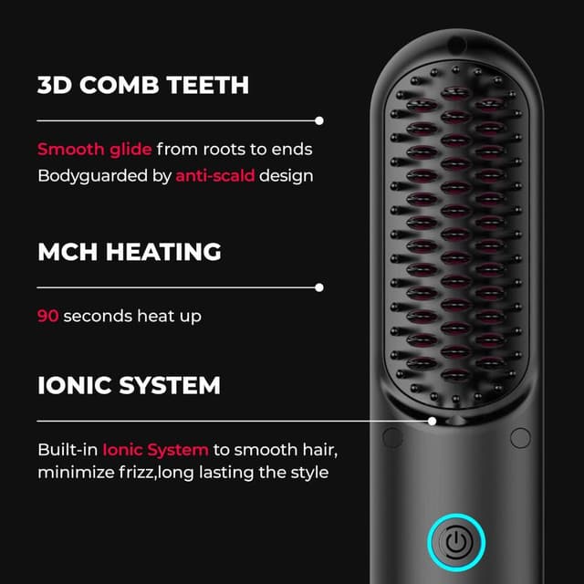 استشوار مشط حراري للشعر لاسلكي تيمو بورتا 3200 مللي أمبير 200 درجة مئوية Tymo Porta Cordless Hair Straightener Brush