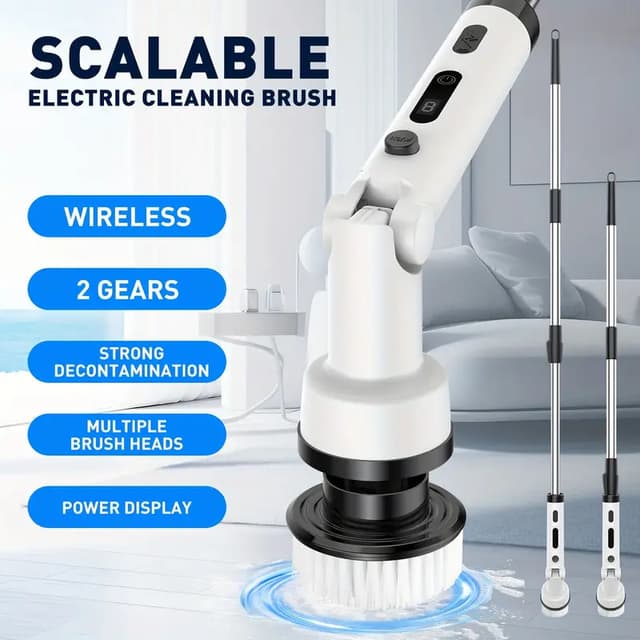 Rotating Electric Cleaning Brush 9 Brush Heads - 708617