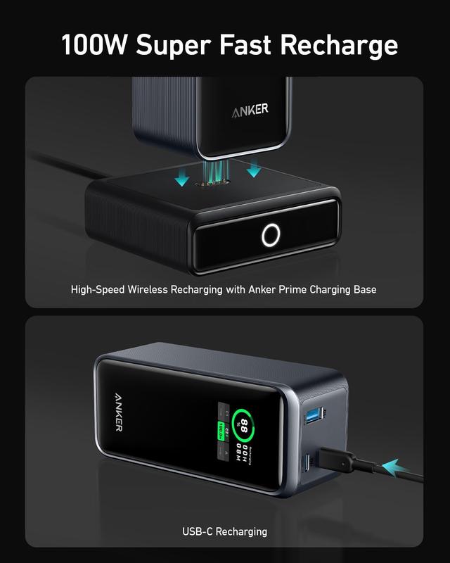 شاحن مكتبي انكر وقاعدة شحن لاسلكية لباور بانك انكر برايم 100 واط Anker Charging Base for Anker Prime Power Bank