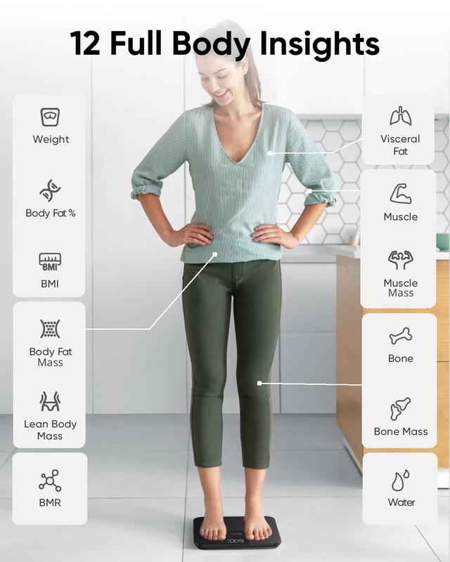 ميزان الكتروني يوفي للجسم مع تطبيق ذكي Smart Scale A1 With Bluetooth