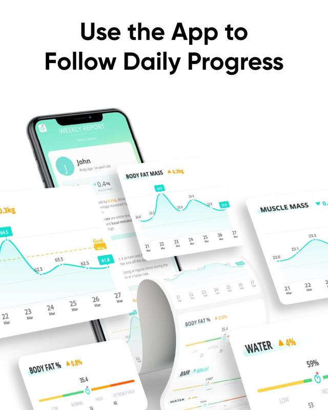 ميزان الكتروني يوفي للجسم مع تطبيق ذكي Smart Scale A1 With Bluetooth
