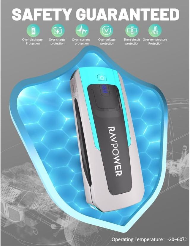 RAVPower 3-in-1 Jump Starter with 16000mAh Power Bank And LED Flashlight