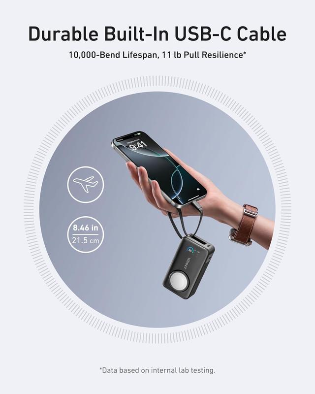 Anker Powercore Nano 10000Mah Pd 30W Built-In Usb-C Cable & Apple Watch Charger