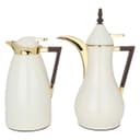 طقم ترامس مها لؤلؤي مع يد خشبية قطعتان السيف غاليري Al Saif Gallery Maha Thermos Set, Matte Pearl With Wooden Handle