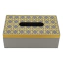 Al Saif Gallery India Wooden Napkin Box Cappuccino With Embossed Gold Lid