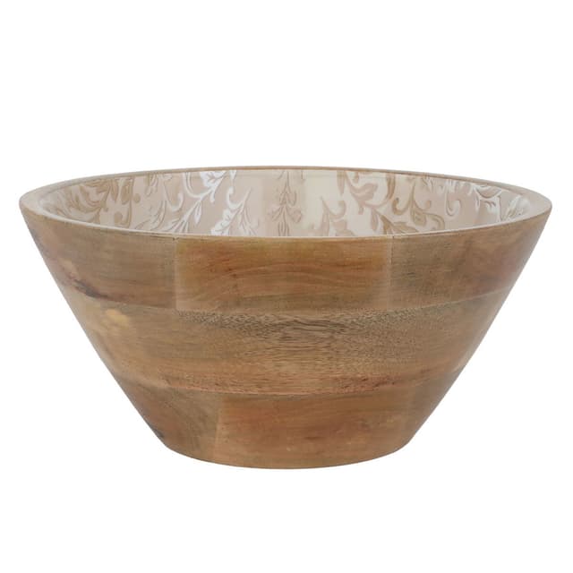 Al Saif Gallery India Small Serving Bowl Deep Round Wood Woods Beige - 977720