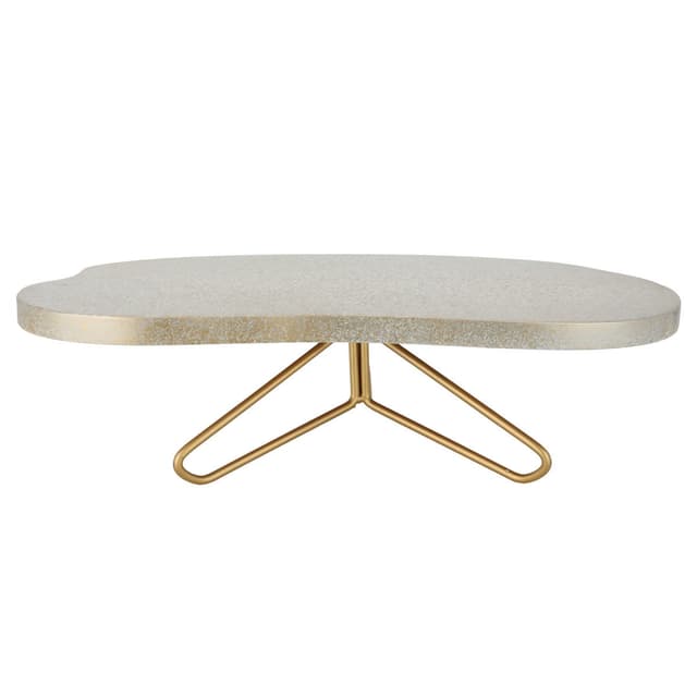 Al Saif Gallery India Beige Wooden Stand Cake With Small Golden Base