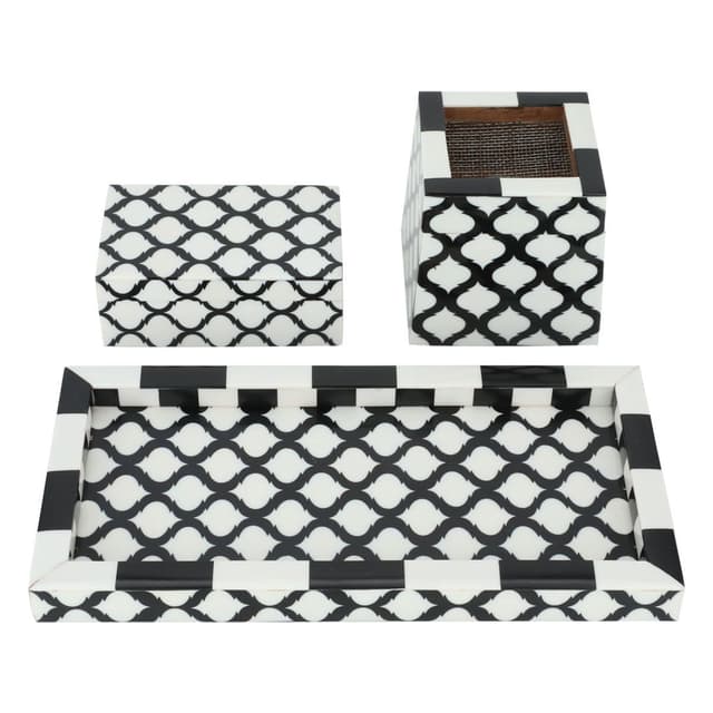 Al Saif Gallery India Black Seashell Incense Burner Set With White 3 Pieces