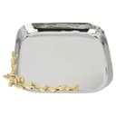 صحن تقديم حلا مربع ستانلس ستيل مع زخرفة باللون الذهبي من السيف غاليري Al Saif Gallery India Square Steel Serving Plate With Golden Edge