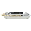 صحن تقديم حلا مربع ستانلس ستيل مع زخرفة باللون الذهبي من السيف غاليري Al Saif Gallery India Square Steel Serving Plate With Golden Edge