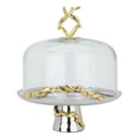 حاملات الكيك برجل ستانلس ستيل مع غطاء فضي من السيف غاليري Al Saif Gallery India Stand Serving Steel Cake With Silver Lid