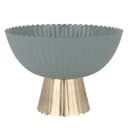 طبق تقديم كبير للضيافة ستانلس ستيل باللون الرمادي مع قاعدة ذهبية من السيف غاليري Al Saif Gallery India Light Grey Round Serving Stand With Large Gold Base