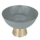 طبق تقديم كبير للضيافة ستانلس ستيل باللون الرمادي مع قاعدة ذهبية من السيف غاليري Al Saif Gallery India Light Grey Round Serving Stand With Large Gold Base