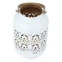 حاملة شموع هندية ستانلس ستيل سمول أبيض مع يد ذهبية السيف غاليري  Al Saif Gallery India White Candle Holder Small Golden Hand
