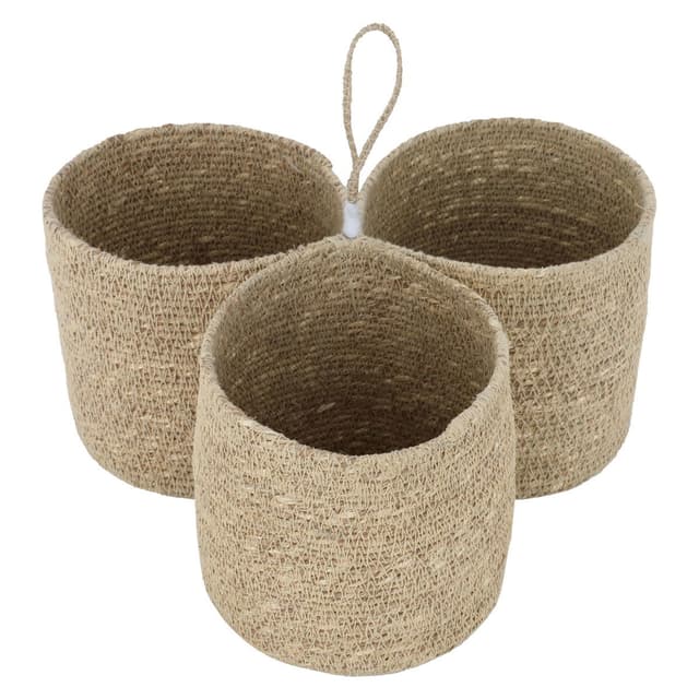 Al Saif Gallery India Beige Wicker Storage Basket Divided 3 Digits