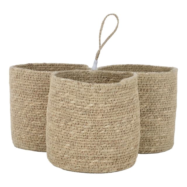 Al Saif Gallery India Beige Wicker Storage Basket Divided 3 Digits