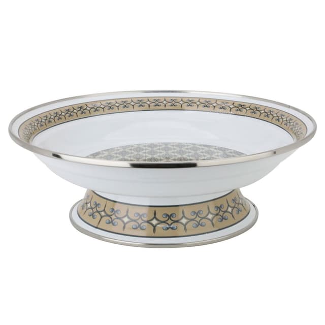 Al Saif Gallery Heritage Vegetable Plate 24 Cm White Wooded Beige With Base