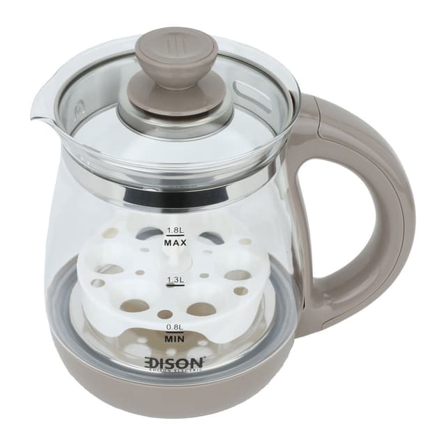 Edison Glass Kettle 1.8 Liter Beige With Electronic Base 800-950 Watt