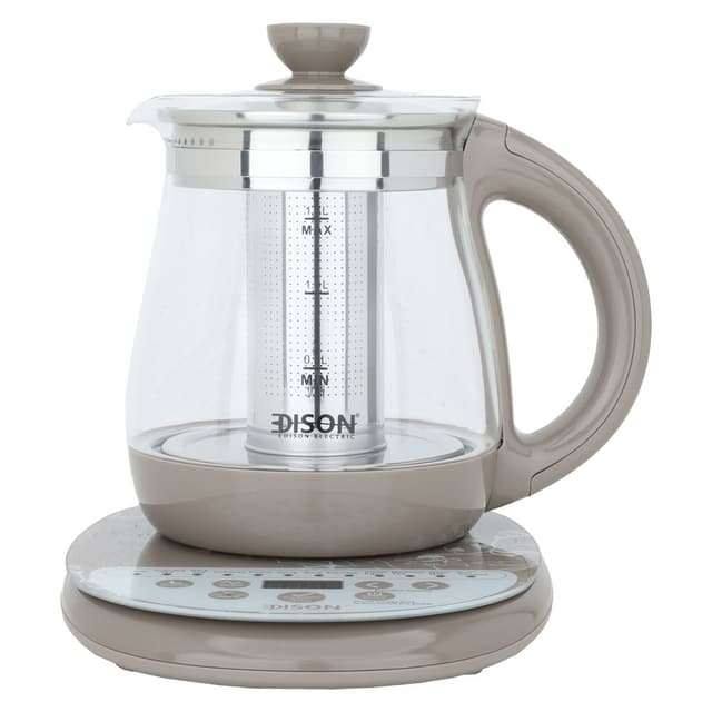 Edison Glass Kettle 1.8 Liter Beige With Electronic Base 800-950 Watt