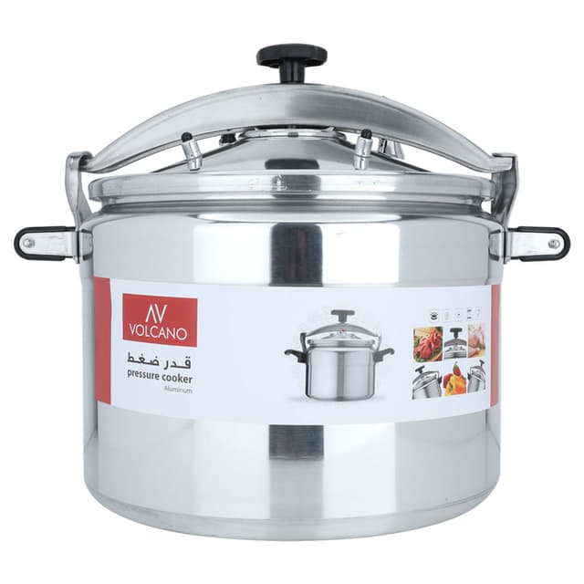 قدر ضغط فولكانو مصنوع من الألمنيوم بسعة 50لتر من السيف غاليري Al Saif Gallery Volcano Silver Aluminum Pressure Cooker 50 Liter