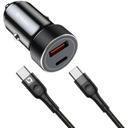 شاحن سيارة اي كيو تاتش منفذين 38 واط مع وصلة تايب سي 1.2 متر IQ Touch Dual Car Charger With Type-C Charging Cable