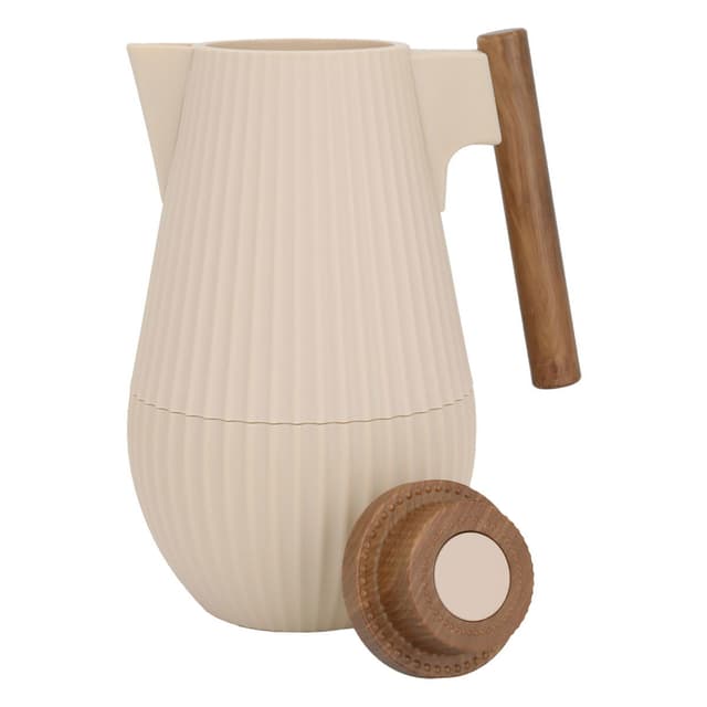 Al Saif Gallery Liar Thermos Light Brown With Wooden Handle 1 Liter - 711753