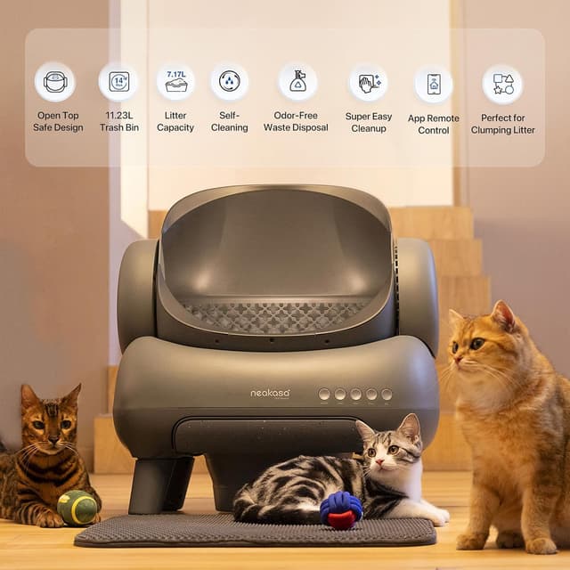 لتر بوكس صندوق فضلات القطط نيكاسا مع نظام تنظيف ذاتي وتطبيق ذكي Neakasa M1 Open-Top Self Cleaning Cat Litter Box