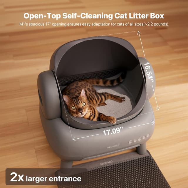 لتر بوكس صندوق فضلات القطط نيكاسا مع نظام تنظيف ذاتي وتطبيق ذكي Neakasa M1 Open-Top Self Cleaning Cat Litter Box