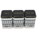 علب سكر وشاي وقهوة 3 قطع من السيف غاليري Al Saif Gallery Black And Grey Square Metal Cans Set 3 Pieces
