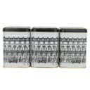 علب سكر وشاي وقهوة 3 قطع من السيف غاليري Al Saif Gallery Black And Grey Square Metal Cans Set 3 Pieces