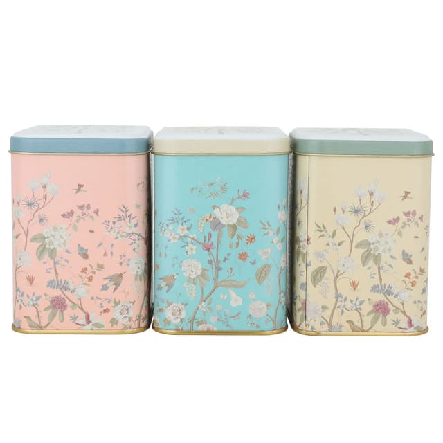 علب تخزين معدنية مربعة من السيف غاليري عدد 3 Al Saif Gallery Colorful Square Metal Cans Set 3 Pieces