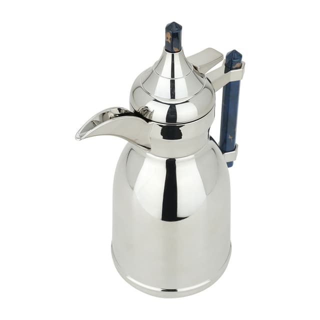 دلة قهوة شهد فضية بمقبض من الرخام الازرق 0,6 لتر من السيف غاليري Al Saif Gallery Shahd Dallah, Silver With Marble Blue Handle, 0.6 Liter