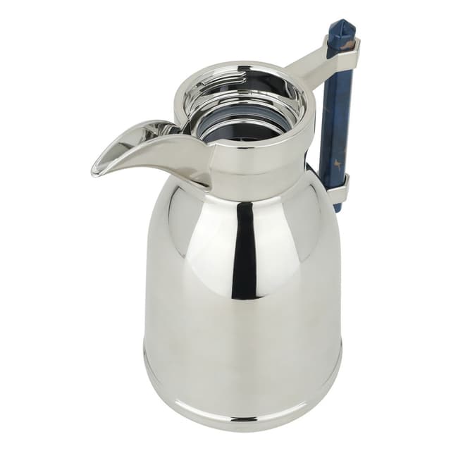 دلة قهوة شهد فضية بمقبض من الرخام الازرق 0,6 لتر من السيف غاليري Al Saif Gallery Shahd Dallah, Silver With Marble Blue Handle, 0.6 Liter