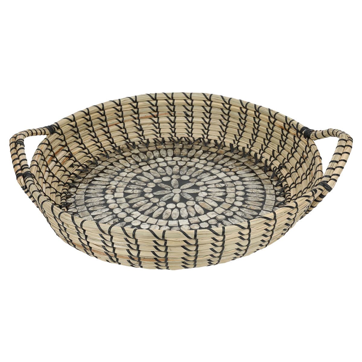 Al Saif Gallery Round Wicker Raft With Black Pearl Rose Brim