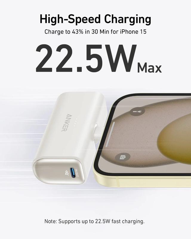 شاحن متنقل صغير باور بانك انكر تايب سي 5000 مللي أمبير 22.5 واط Anker Nano Powerbank Built-In Usb-C Connector - SW1hZ2U6MzQwMDk2Mw==