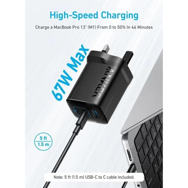 Anker 336 67W USB C Wall Charger With 3 Ports