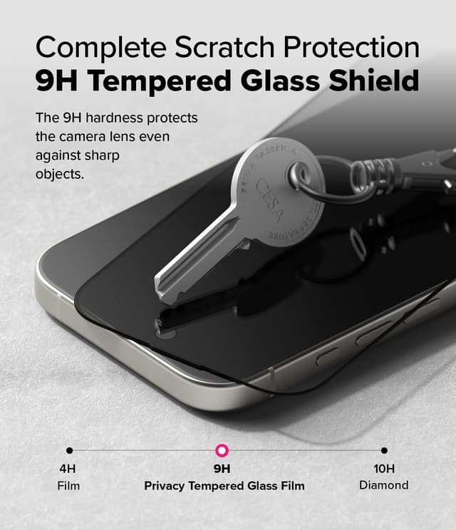 Ringke Privacy Tempered Glass [Easy Slide ] [Anti Spy] Compatible with iPhone 16 Pro Screen Protector, Easy to Install Case Friendly Privacy Screen Protector- 2 Pack, W Installation Jig