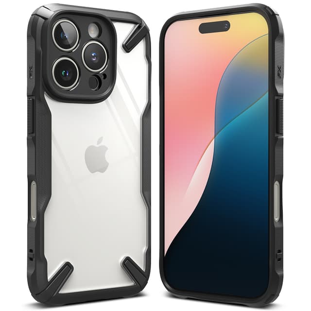Ringke Fusion-X Compatible with iPhone 16 Pro Case Cover Transparent Hard Back Soft Flexible TPU Bumper Scratch Resistant Shockproof Protection iPhone 16 Pro Back Phone Cover- Black