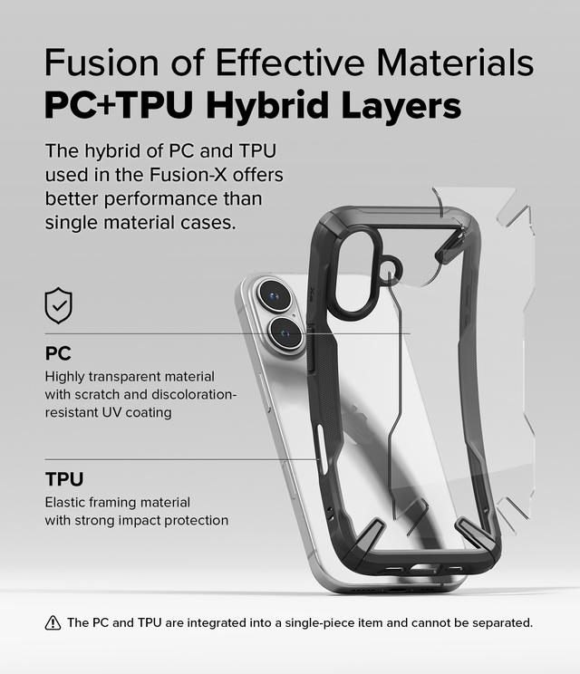 كفر ايفون 16 بلس مع حواف مرتفعة لحماية الشاشة والكاميرا أسود رينجكي Ringke Fusion-X Compatible with iPhone 16 Plus Case Cover - SW1hZ2U6MzM3MDUzMQ==