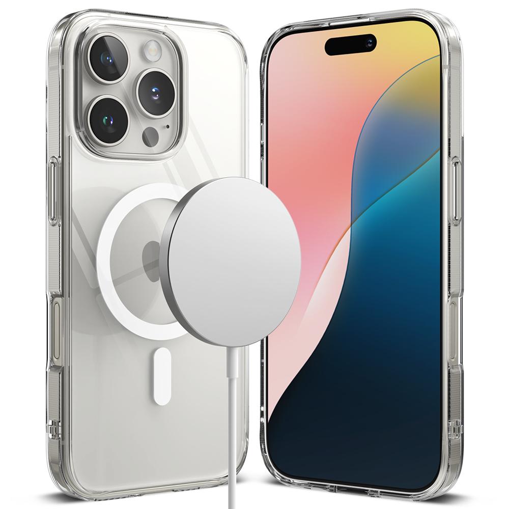 كفر ايفون 16 برو ماكس مع ماج سيف مقاوم للصدمات شفاف رينجكي Ringke Fusion Magnetic Case Compatible with iPhone 16 Pro Max Case Cover