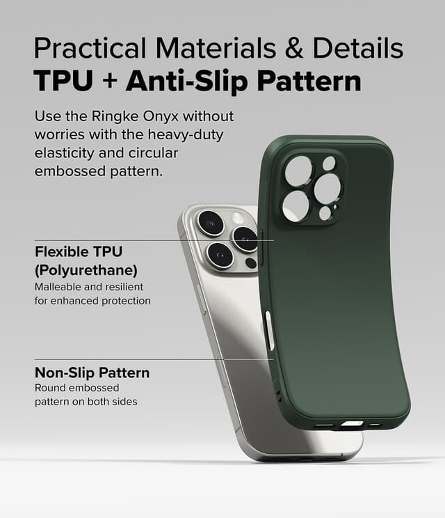 Ringke Onyx Case Compatible with iPhone 16 Pro Max, Enhanced Grip Tough Flexible TPU Shockproof Rugged TPU Bumper Drop Protection Phone Cover [ Designed for iPhone 16 Pro Max ]- Dark Green