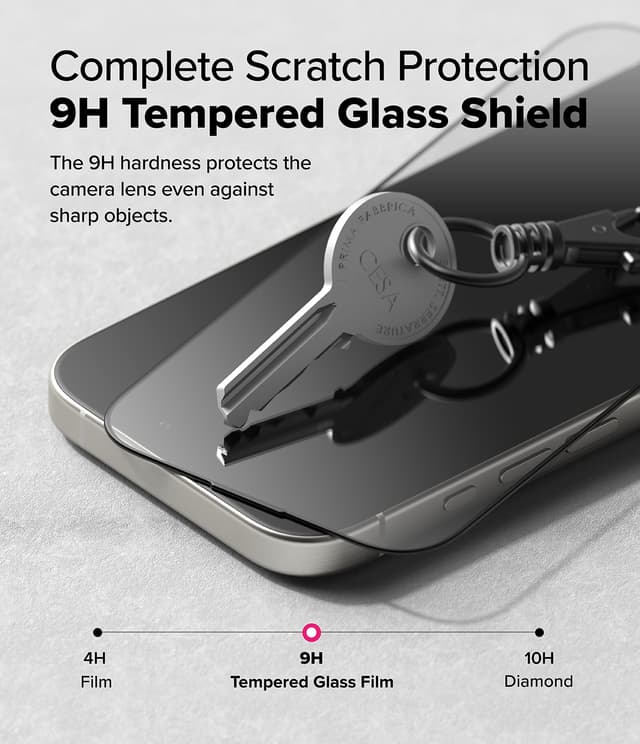 شاشه حمايه ايفون 16 برو ماكس قطعتين مع قالب تثبيت رينجكي Ringke Tempered Glass  Compatible with iPhone 16 Pro Max Screen Protector