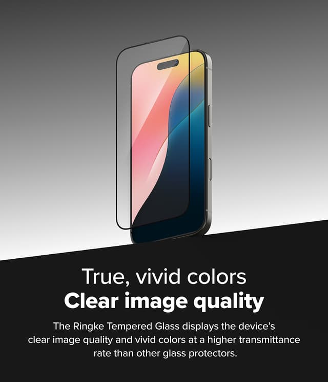 شاشه حمايه ايفون 16 برو ماكس قطعتين مع قالب تثبيت رينجكي Ringke Tempered Glass  Compatible with iPhone 16 Pro Max Screen Protector