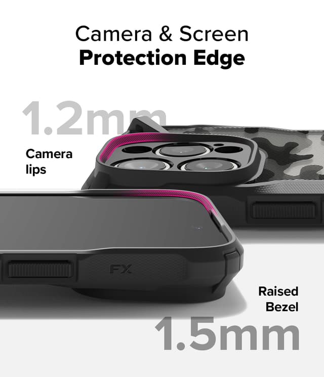 Ringke Fusion-X Compatible with iPhone 16 Pro Max Case Cover Transparent Hard Back Soft Flexible TPU Bumper Scratch Resistant Shockproof Protection iPhone 16 Pro Max Back Phone Cover- Camo Black