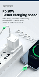 فيش جداري تايب سي 20 واط اي كيو تاتش مع تقنية جان IQ Touch USB-C Mini Wall Charger Powered by GaN Tech
